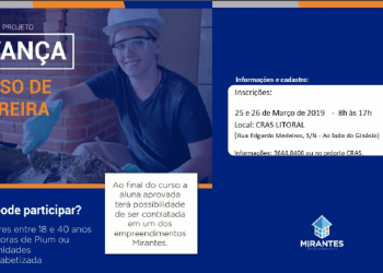 Parceria da prefeitura de Parnamirim com construtora oferta vagas para curso de pedreira