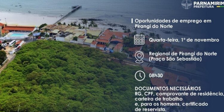Parnamirim realiza cadastros para oportunidades de emprego em Pirangi