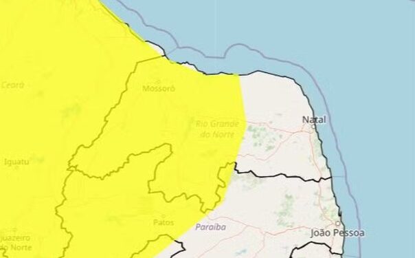 Inmet alerta para chuvas intensas em 96 cidades do RN; veja lista