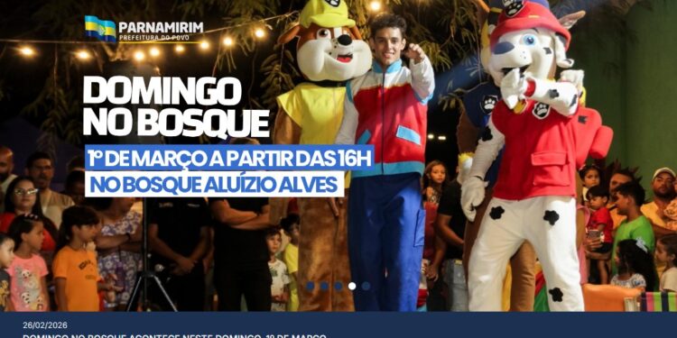 Prefeitura de Parnamirim oferecerá neste final de semana o “Domingo no Bosque”.