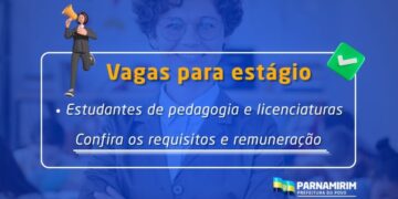 Prefeitura de Parnamirim abre vagas de estágio para estudantes de Pedagogia e licenciaturas