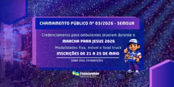 Prefeitura abre credenciamento para ambulantes atuarem durante a Marcha para Jesus 2026