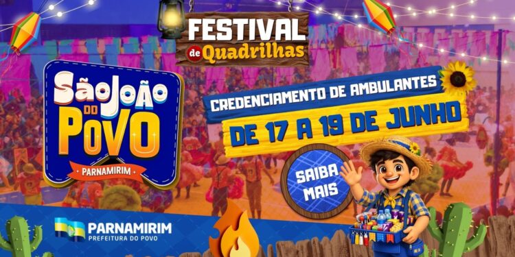 Prefeitura abre inscrições para ambulantes que desejam atuar no Festival de Quadrilhas 2026.